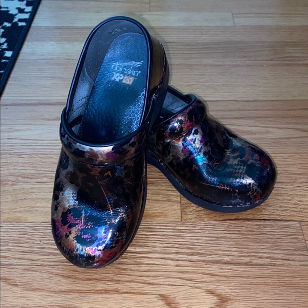 Rainbow Cheetah Dansko clogs
